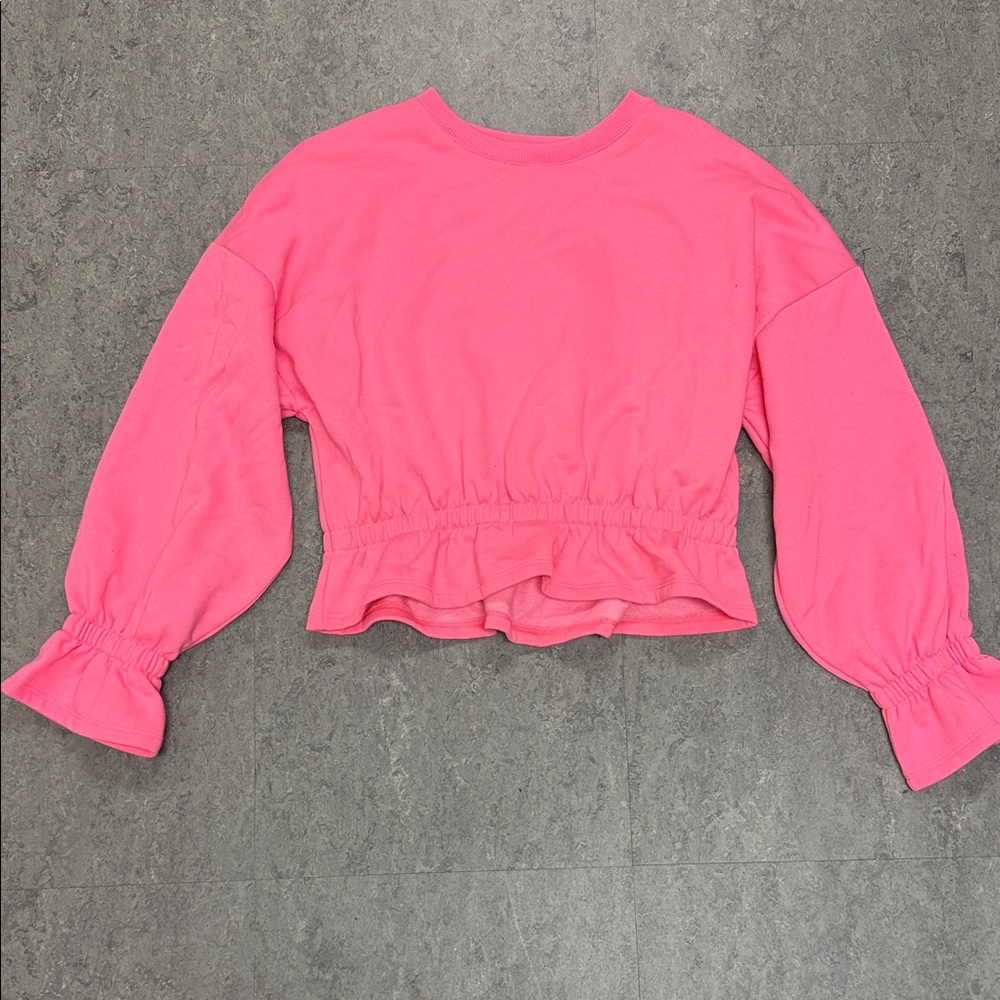 Zara Pink Ruffled Hem Sweatshirt